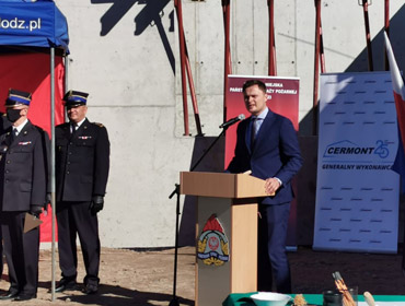 Grundsteinlegung für das neu gebaute Hauptquartier der Staatlichen Feuerwehr in Łódź - Cermont